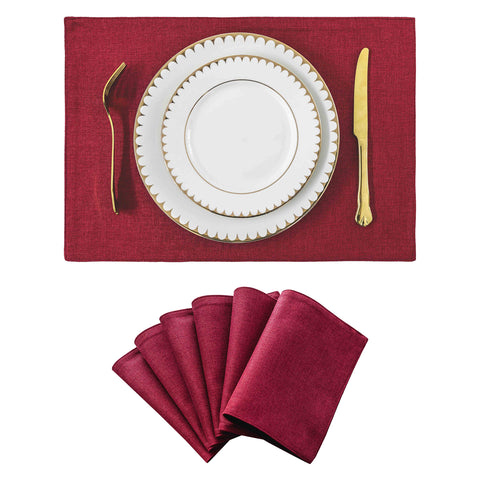 Manteles individuales Home Brilliant en rojo burdeos de 33x48 cm para proteger la mesa.