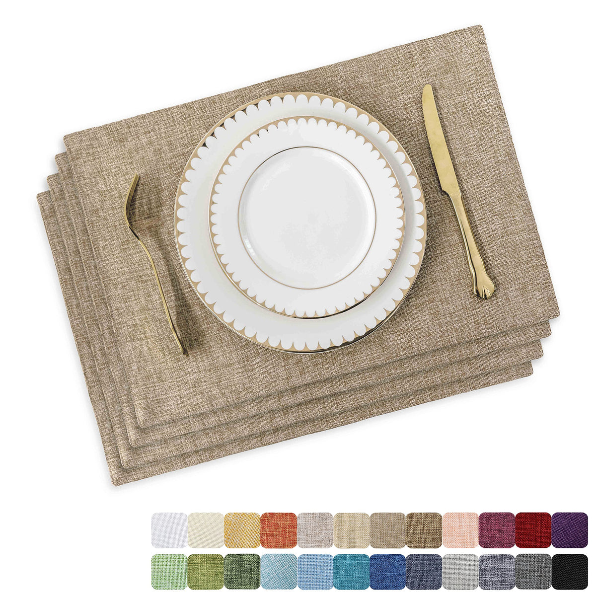 Home Brilliant salvamanteles juego de 4, textura natural, ideal para mesa de comedor