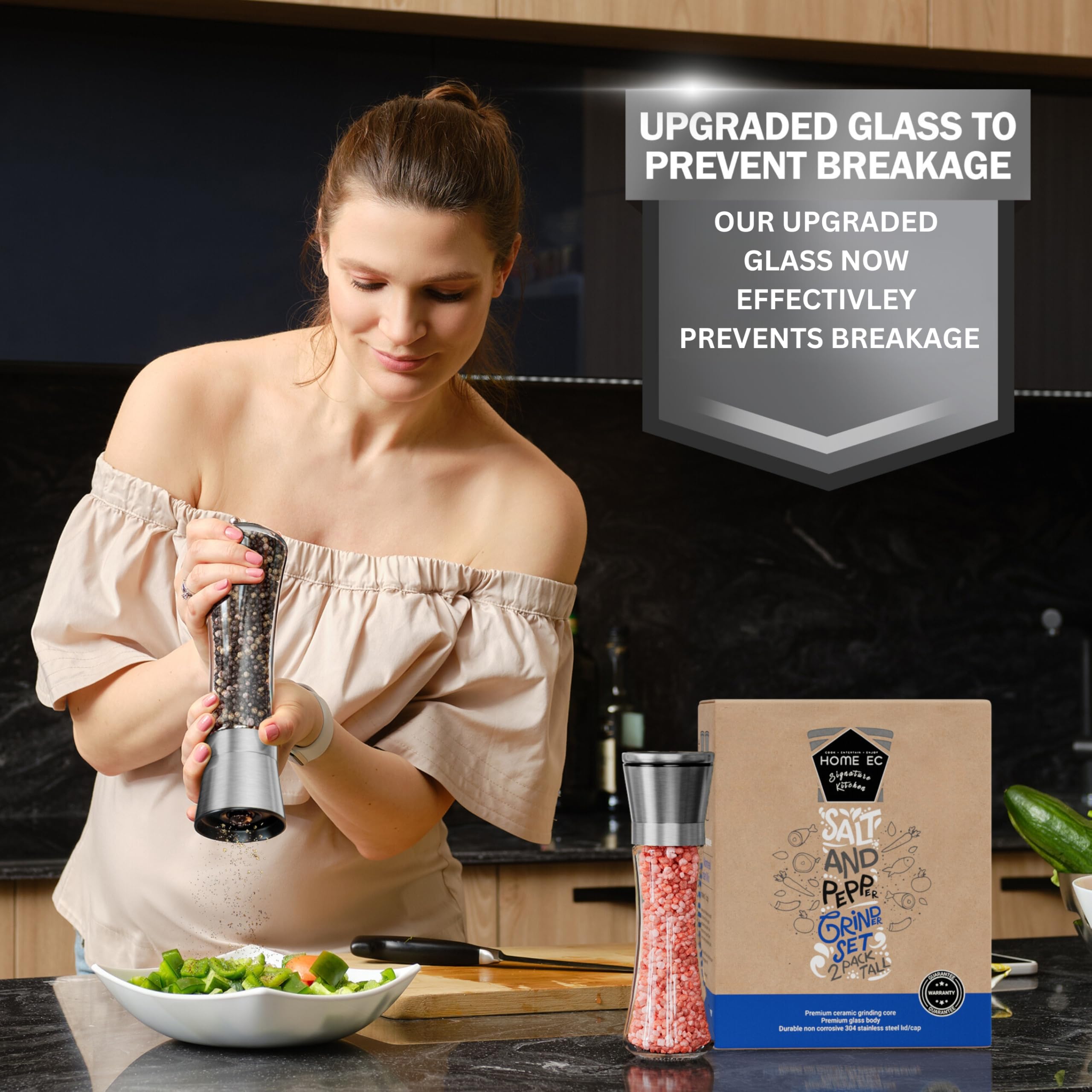 HOME EC empaque elegante, regalo ideal para bodas y cocinas modernas.