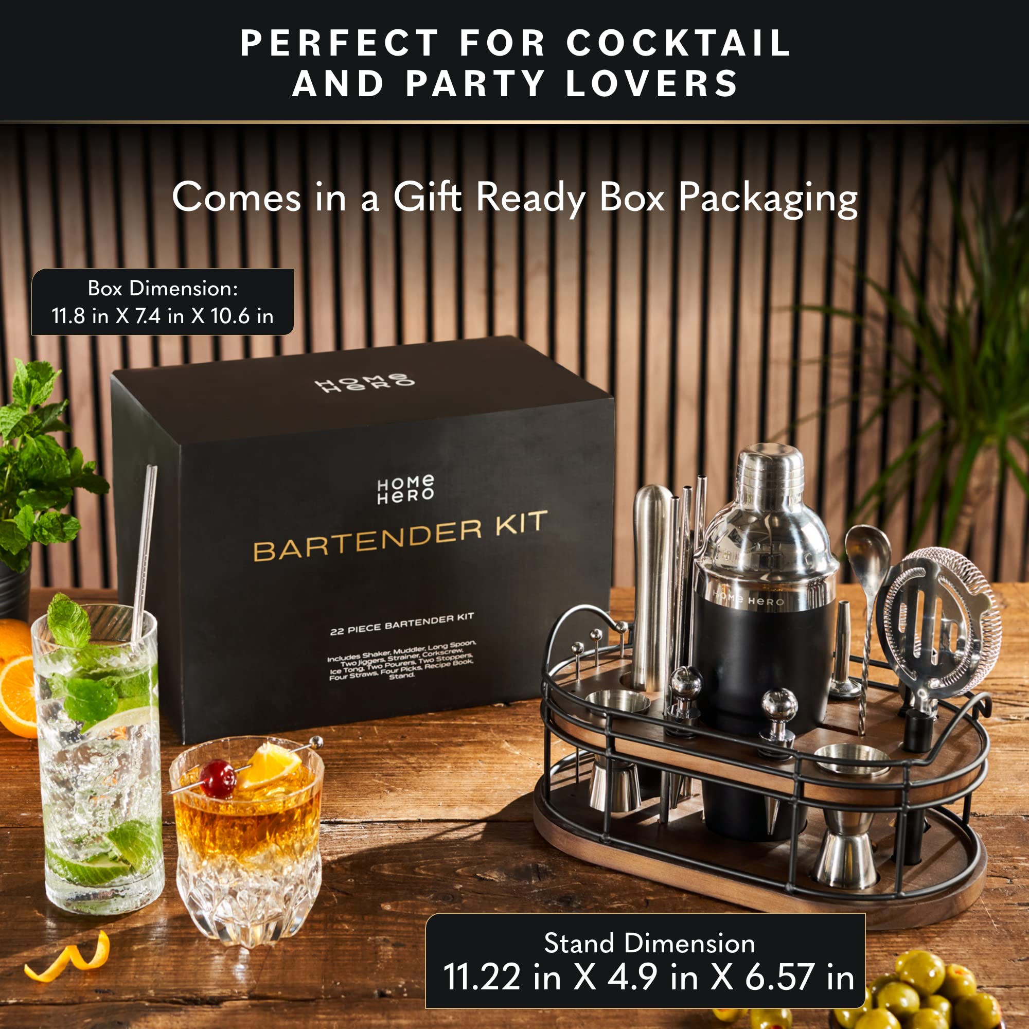 Home Hero kit-coctelería en acción, ideal para reuniones entre amigos.