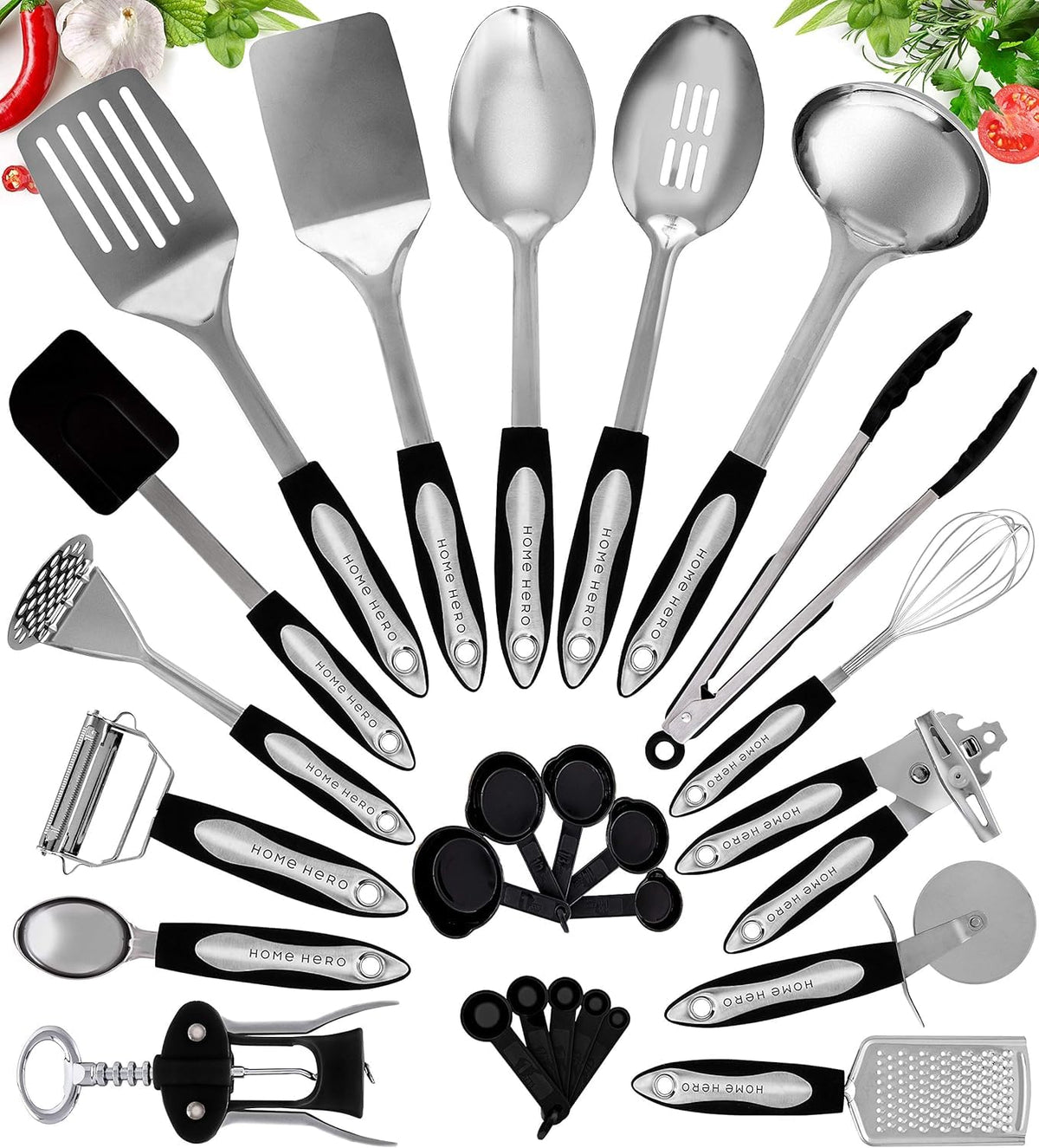 Home Hero Utensilios de cocina en acero inoxidable, duraderos para uso diario