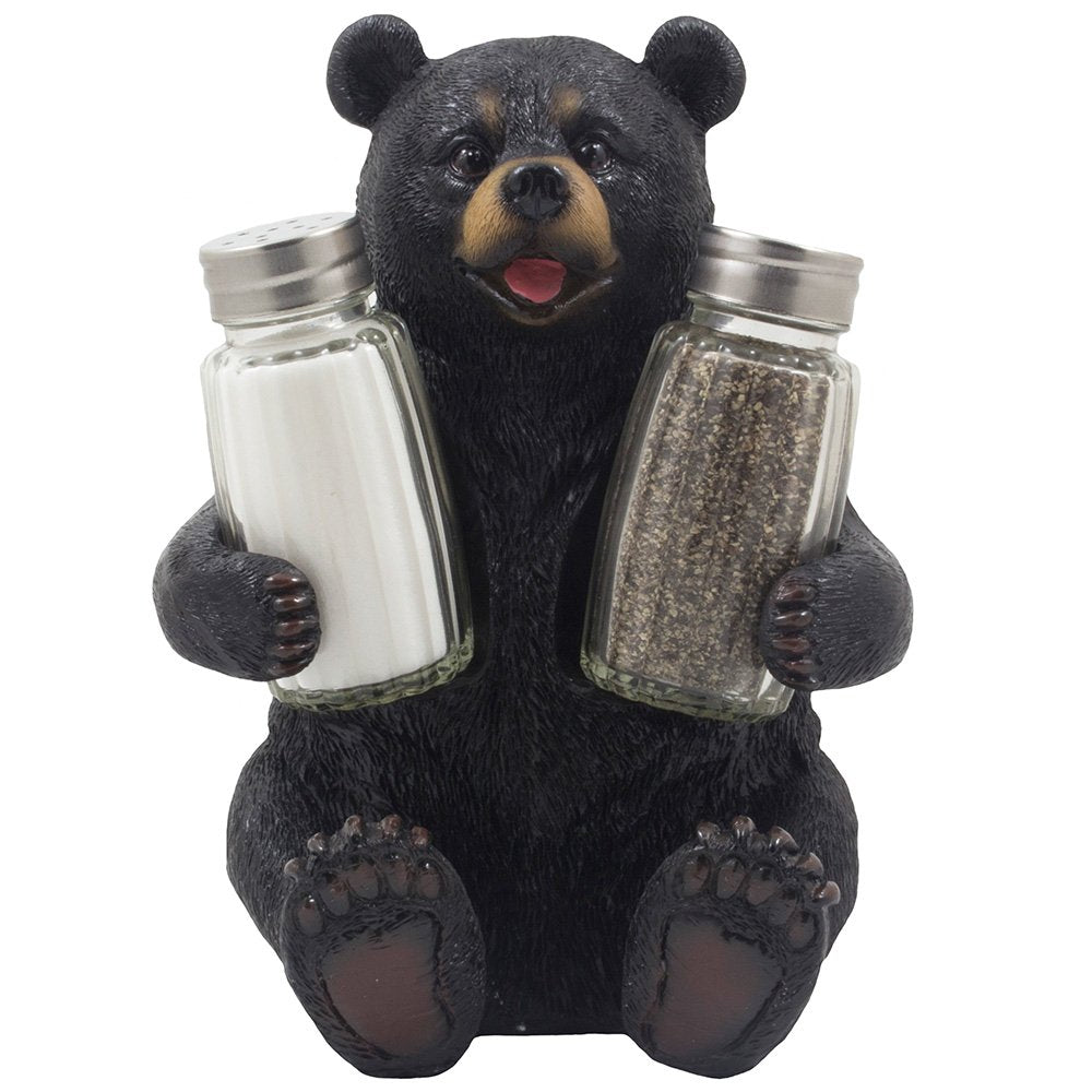 Home 'n Gifts oso negro de cristal con soporte, ideal para decoraciones rústicas en cocina