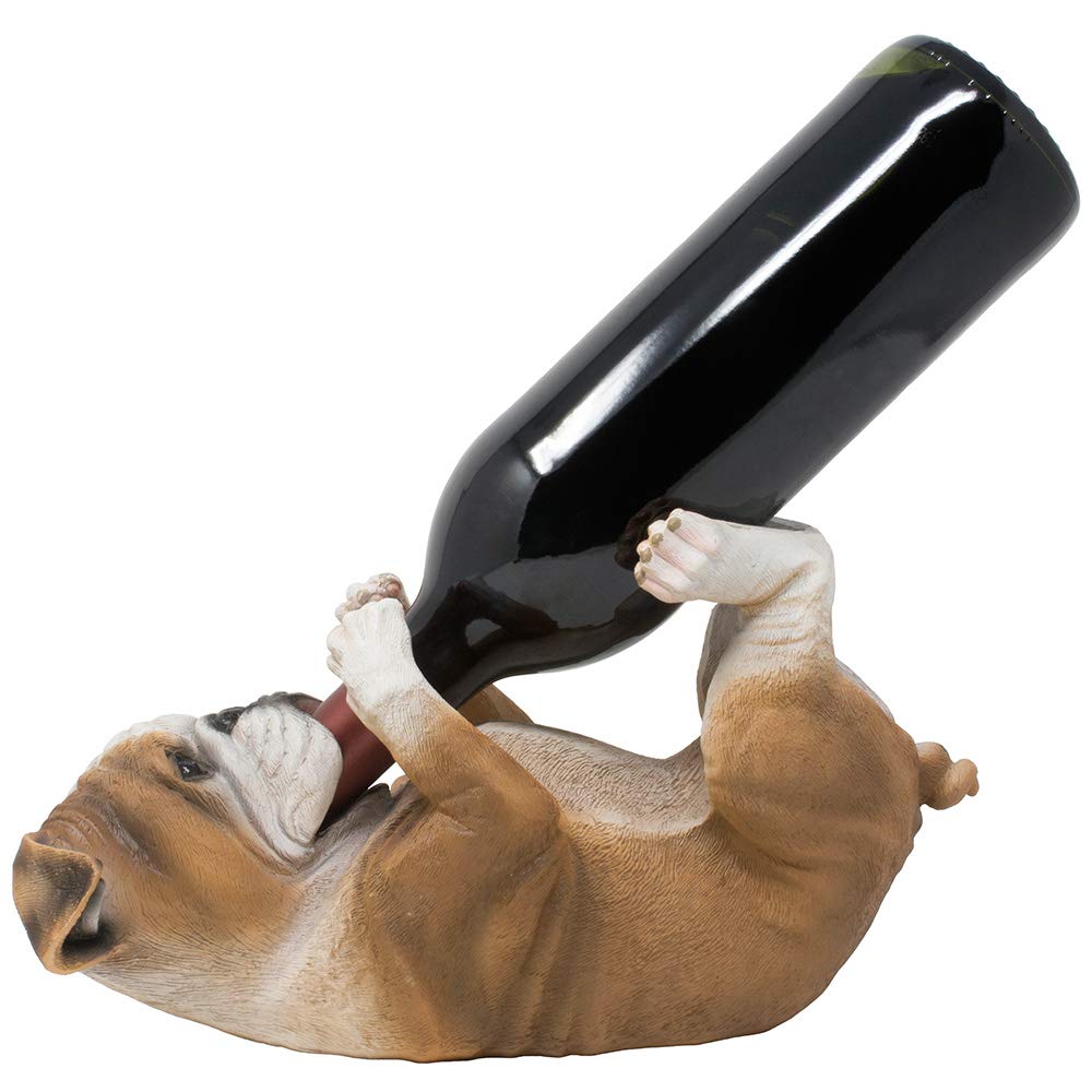 Portabotellas Bulldog Inglés de Home n Gifts: detalle de resina realista para bar.