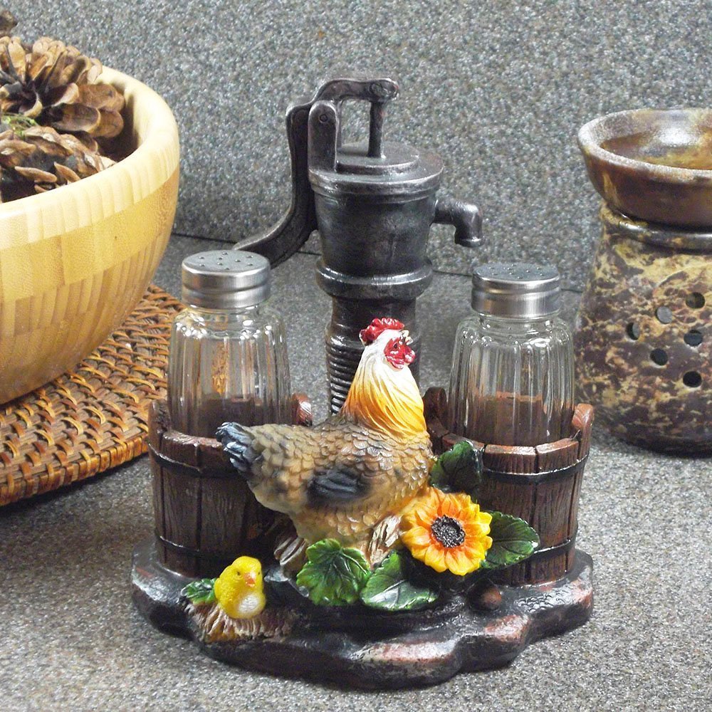 Home 'n Gifts set sal y pimienta de cristal con portabotellas decorativo.
