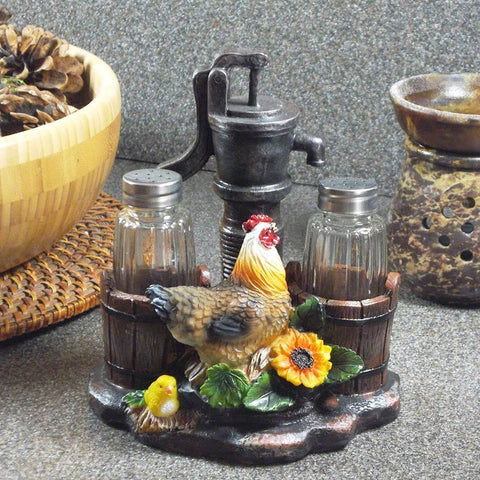 Home 'n Gifts set sal y pimienta de cristal con portabotellas decorativo.