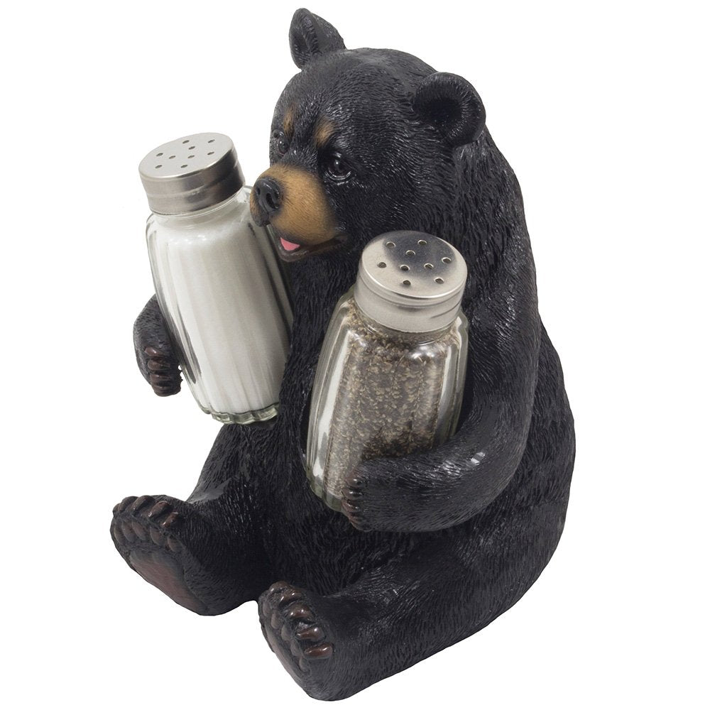 Home 'n Gifts set de sal y pimienta en oso de cristal, perfecto para mesa campestre