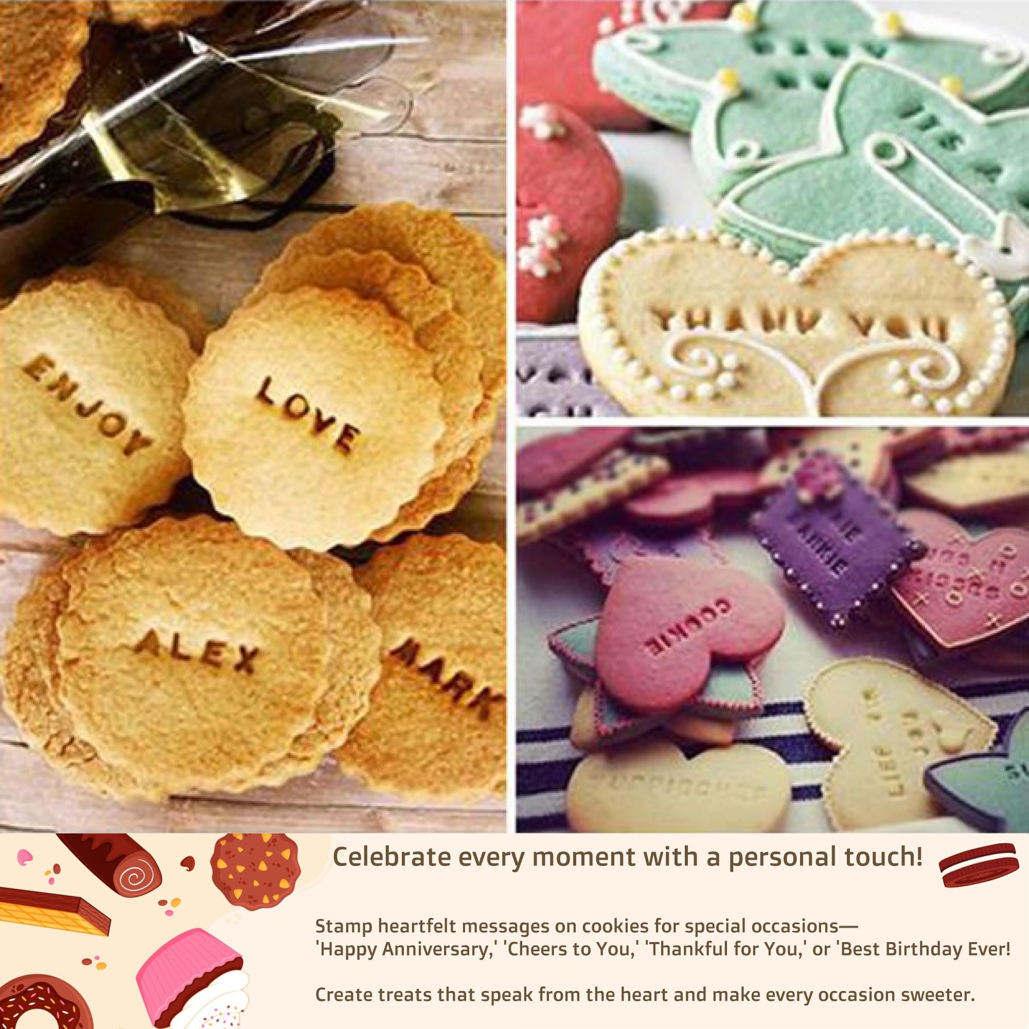 Home-X sellos fondant tamaño 3-8 pulgadas para detalles precisos