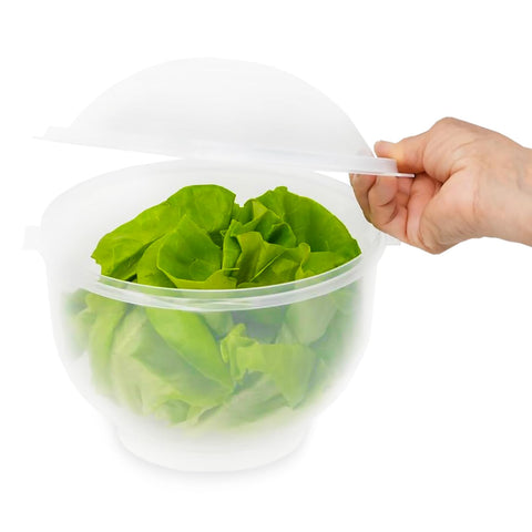 Home-X Lettuce Keeper con drenaje integrado para hojas secas y crujientes.