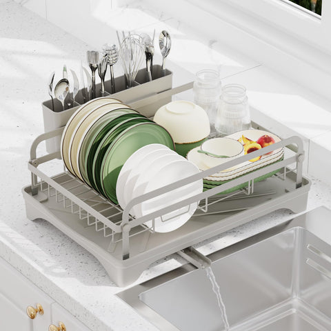 HOMEBOSILY escurridor de platos para cocina, optimiza espacio y secado rápido.