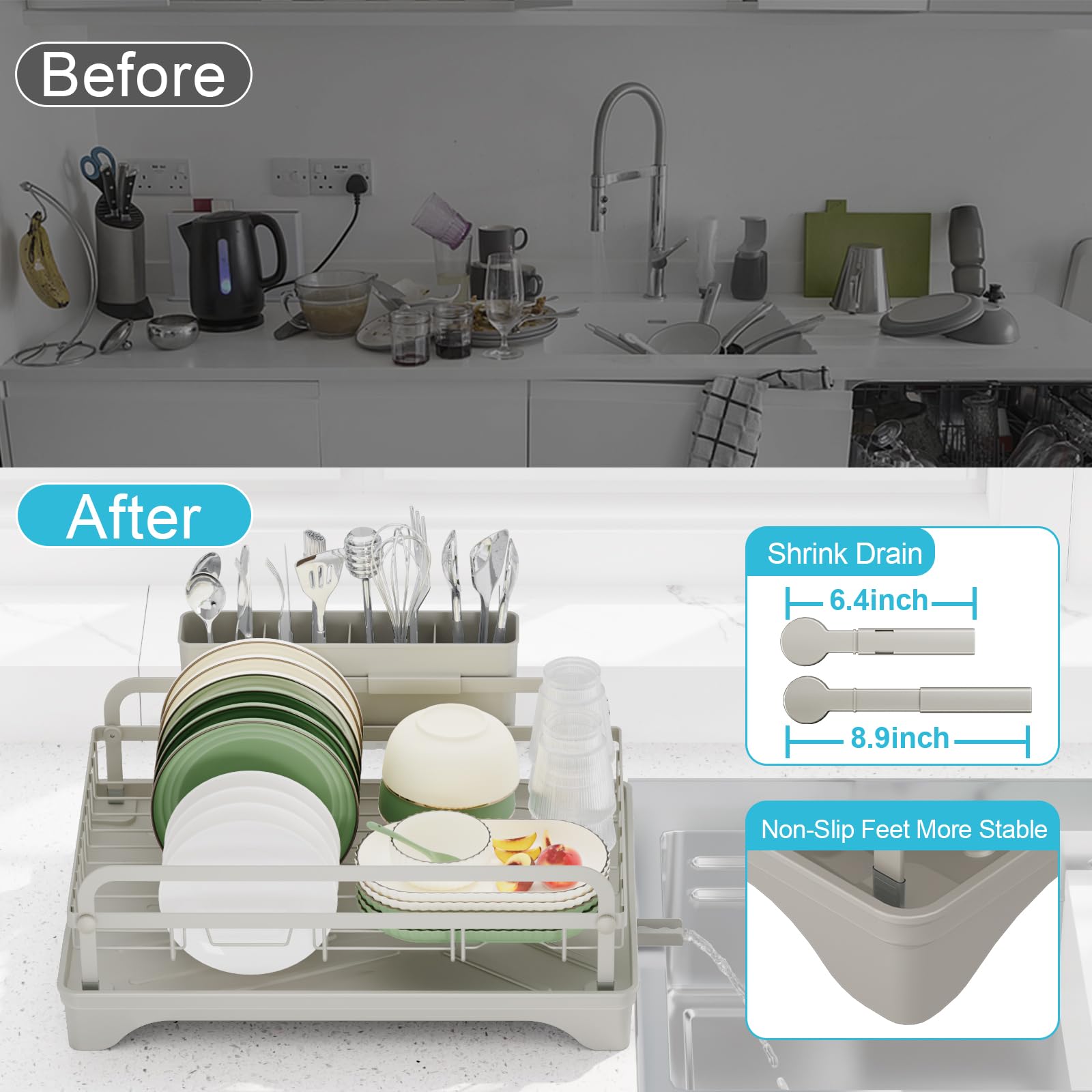 HOMEBOSILY zona de secado compacta para cocinas pequeñas.