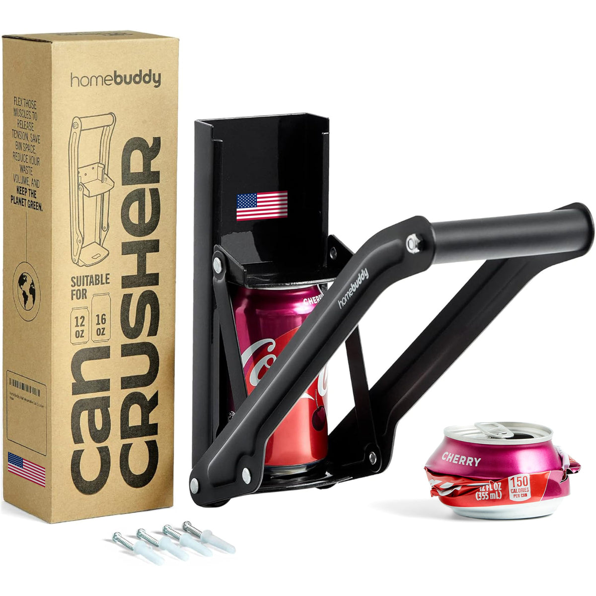HomeBuddy compactador de latas: base con revestimiento de goma para evitar salidas y desorden.