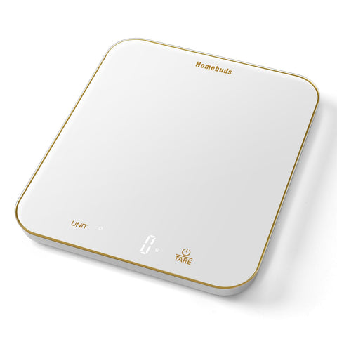 Balanza digital Homebuds con plataforma amplia para medir ingredientes grandes.