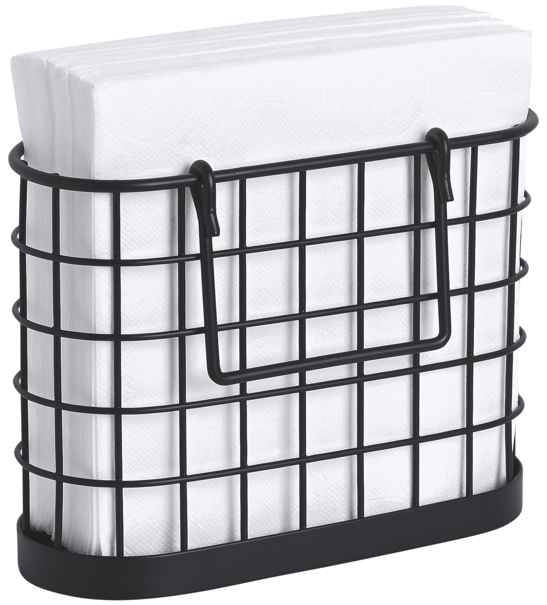 HOMECLASS6 porta-servilletas negro mate con base rejilla para mesa estable.