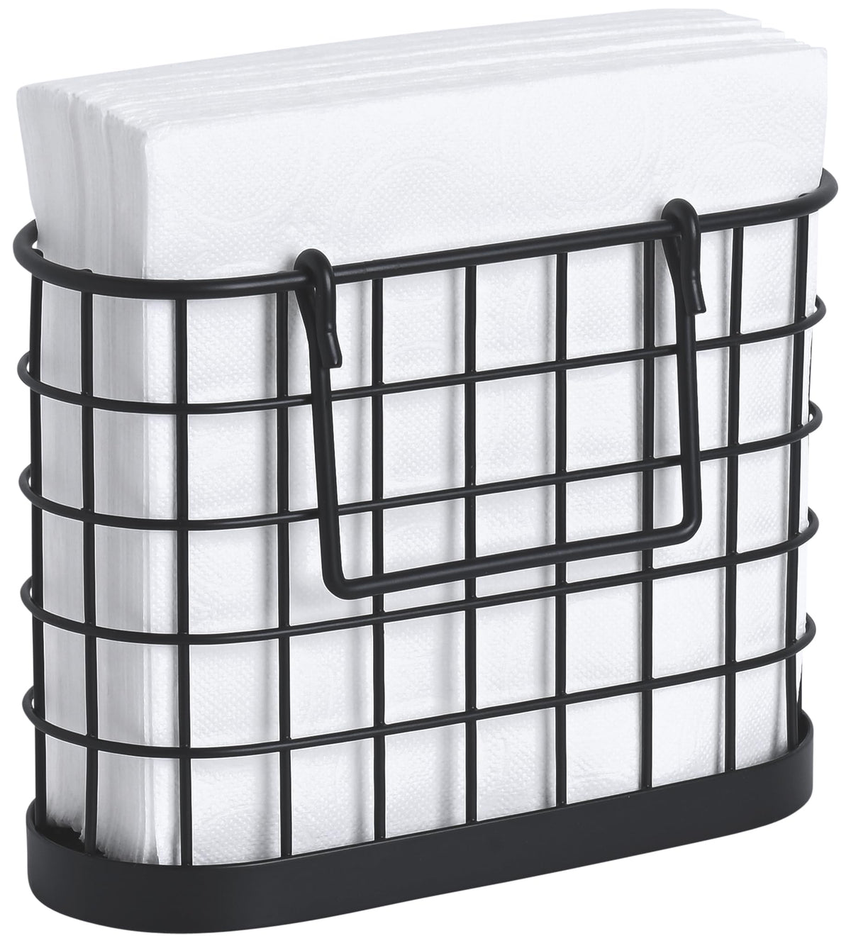 HOMECLASS6 porta-servilletas negro mate con base rejilla para mesa estable.