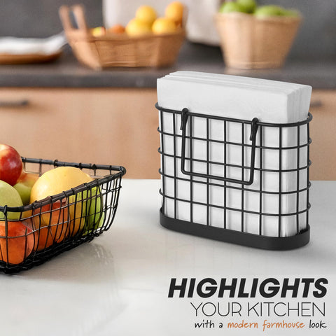 HOMECLASS6 porta-servilletas negro mate con manijas como peso para exterior.