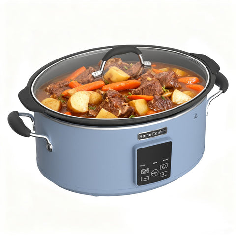 HOMECOOKIN olla lenta de 10 litros con tapa de vidrio, ideal para comidas grandes.