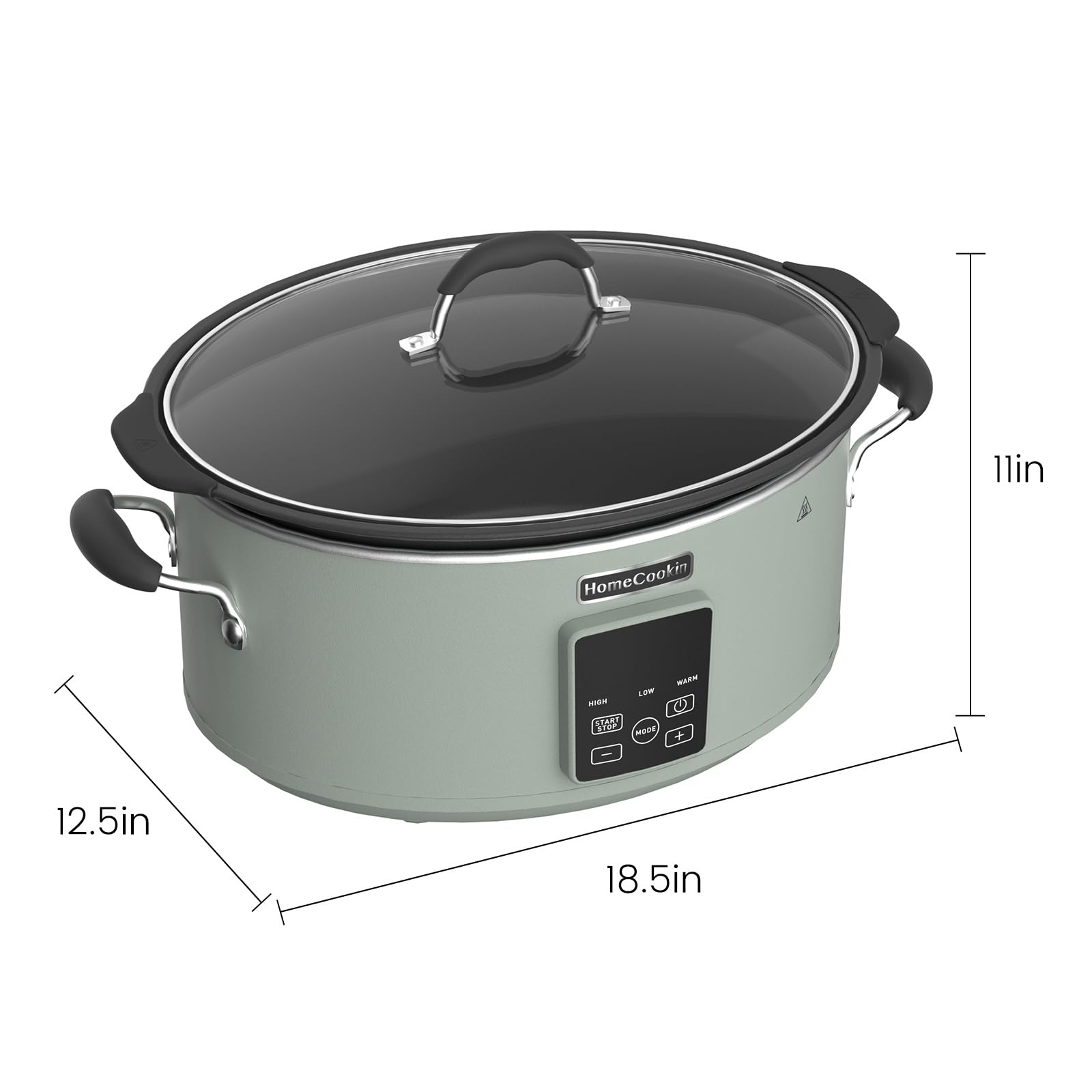 HOMECOOKIN olla de cocción lenta con mangos de tacto frío para transporte seguro