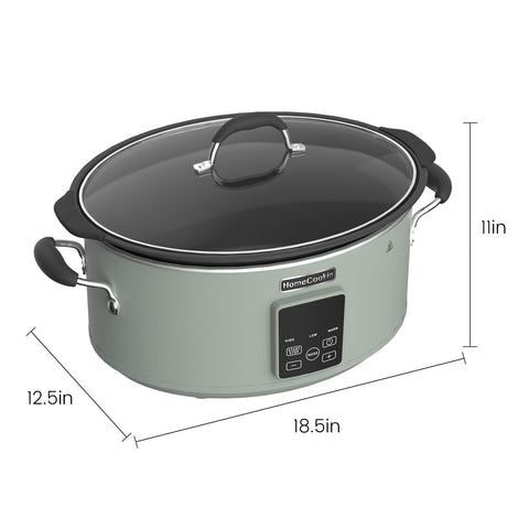 HOMECOOKIN olla de cocción lenta con mangos de tacto frío para transporte seguro