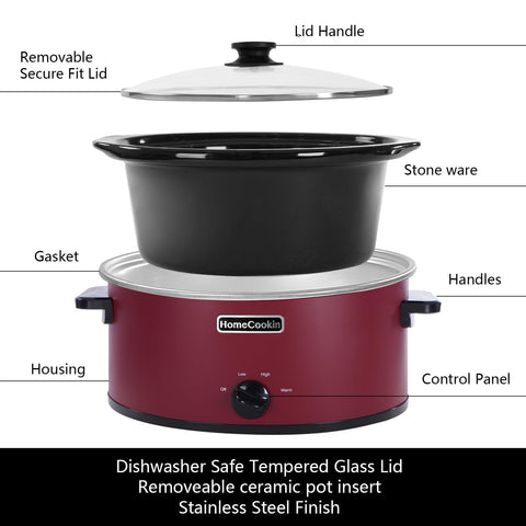 HOMECOOKIN olla lenta oval 8 cuartos, capacidad para 10+ comensales.