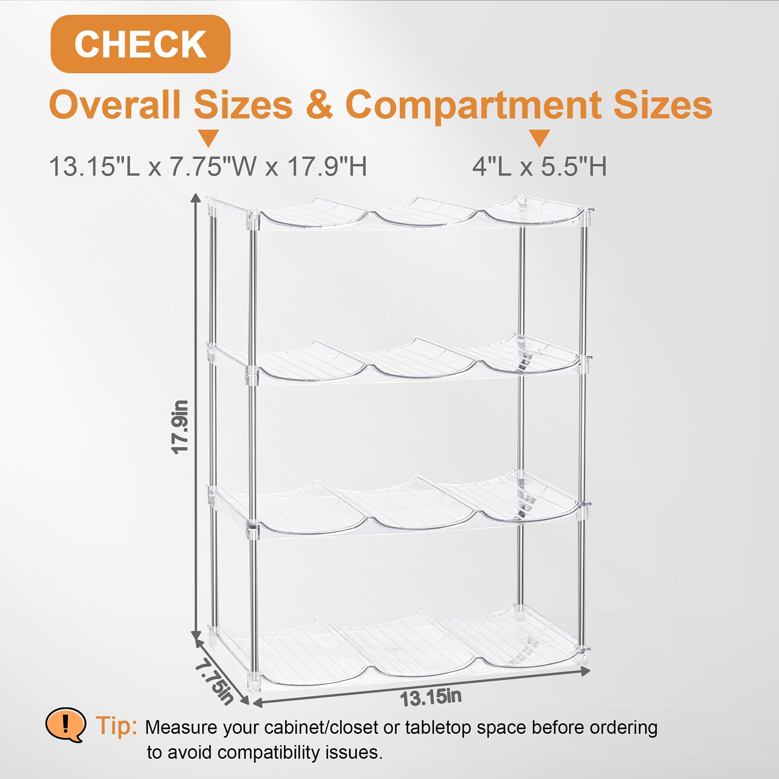 Organizador apilable de Homecor para botellas grandes, diseño compacto