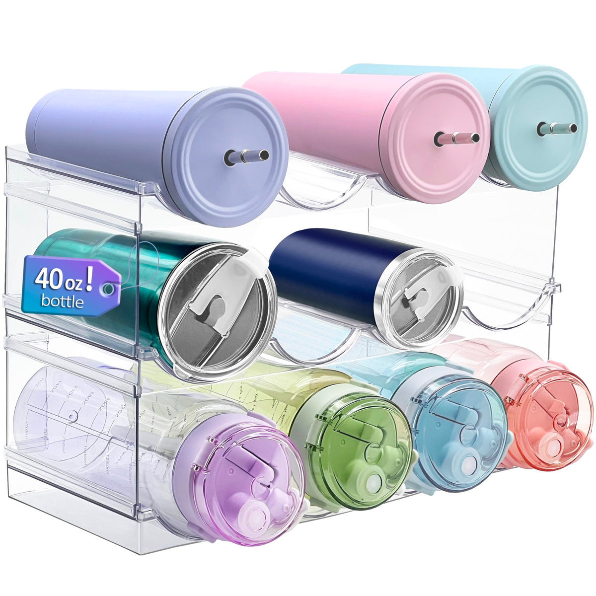 Homecor organizador de botellas, vista de gran capacidad para la cocina.