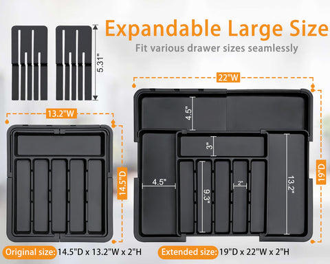 Homecor Organizador con 9 compartimentos facilita clasificar cubiertos y utensilios