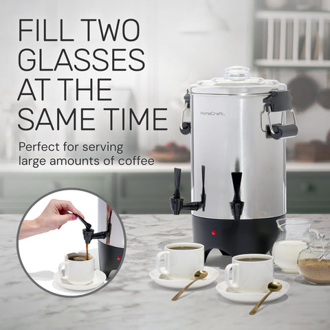 HomeCraft urna 45 tazas, capacidad para 45 tazas, perfecta para eventos.