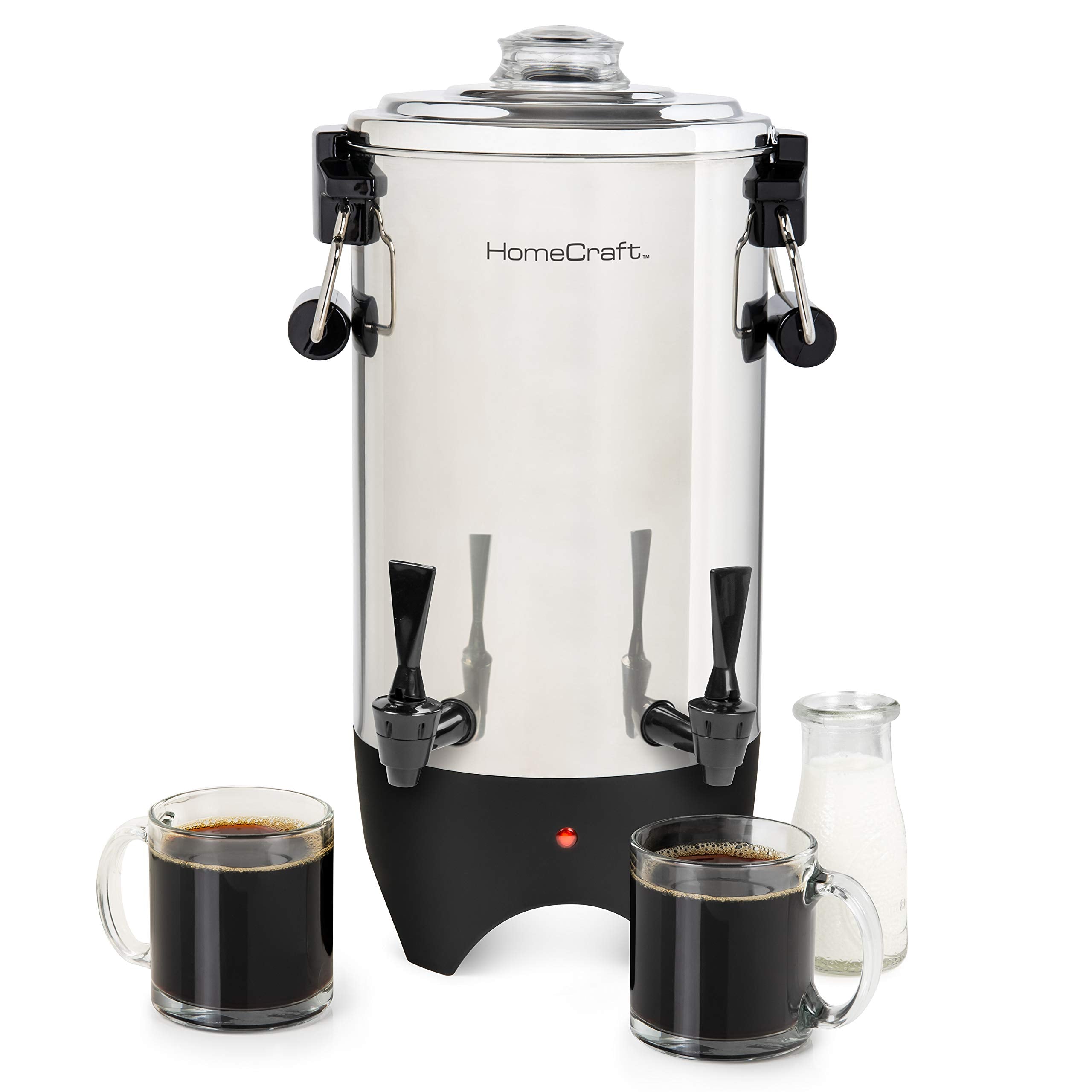 HomeCraft urna de café 45 tazas, vista frontal, ideal para grandes reuniones.