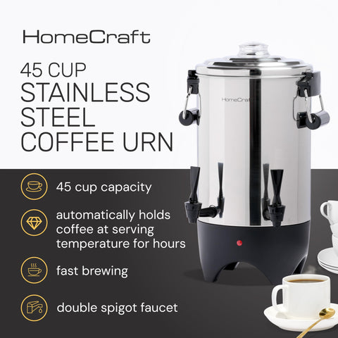 HomeCraft urna 45 tazas, grifo doble, servicio más rápido para varios invitados.