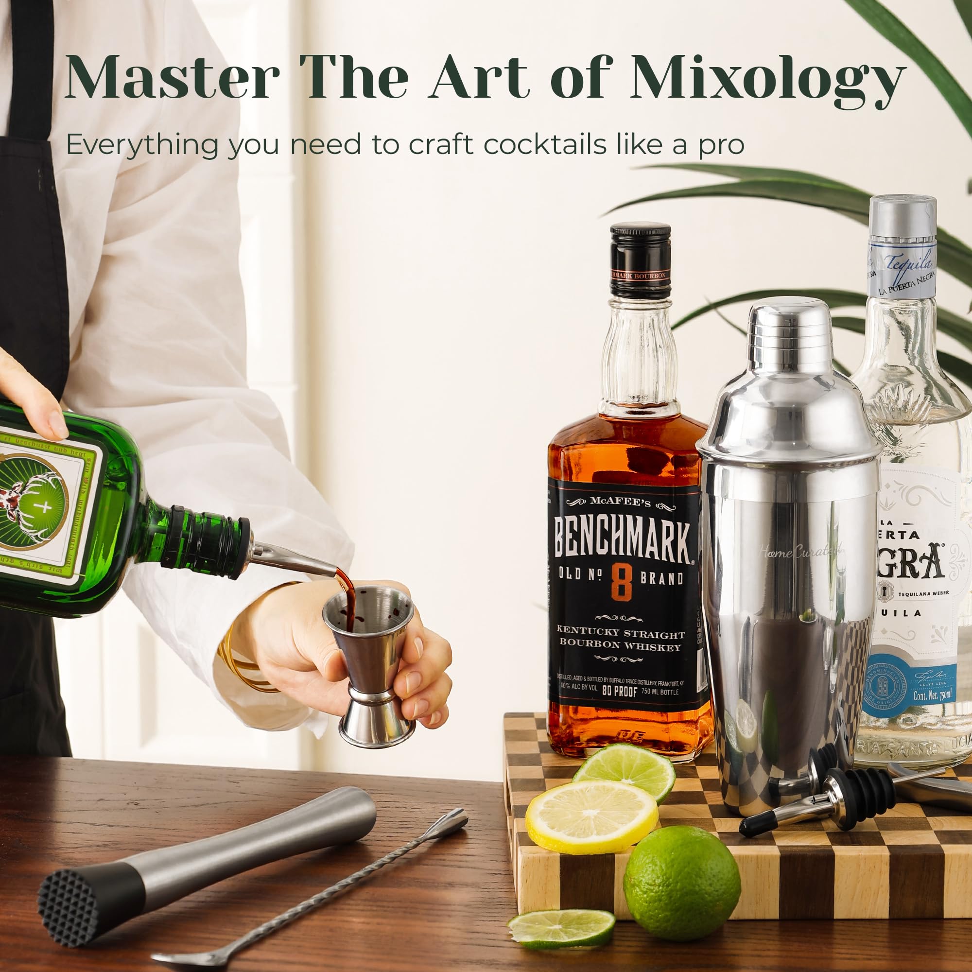 HomeCurated colador de cocteles inoxidable, filtrado limpio para preparaciones.