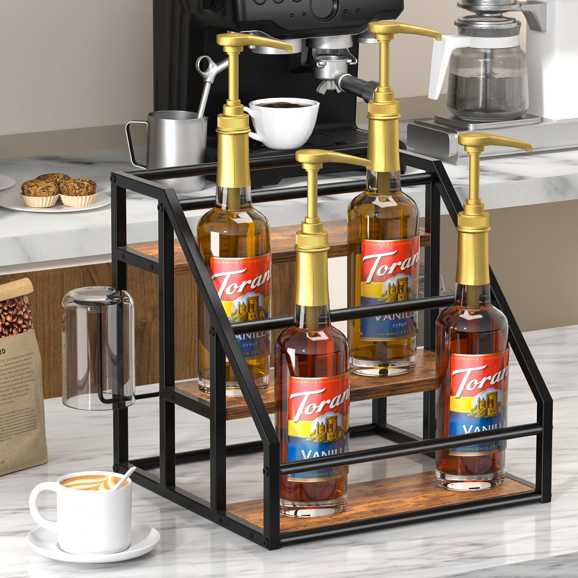 Homedawn Estante para botellas de sirope, capacidad de 12 botellas.