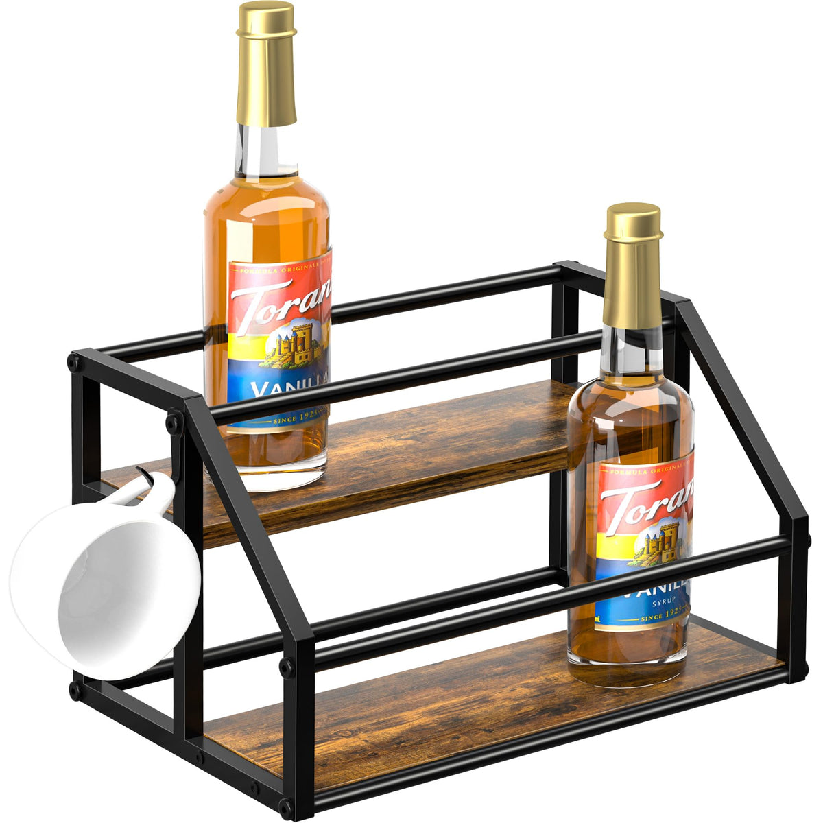 Organizador Homedawn para siropes de café con dos niveles, acceso rápido.