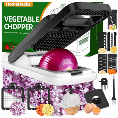 HomeHacks cortadora de vegetales 12 en 1 facilita picar verduras con tapa y mango