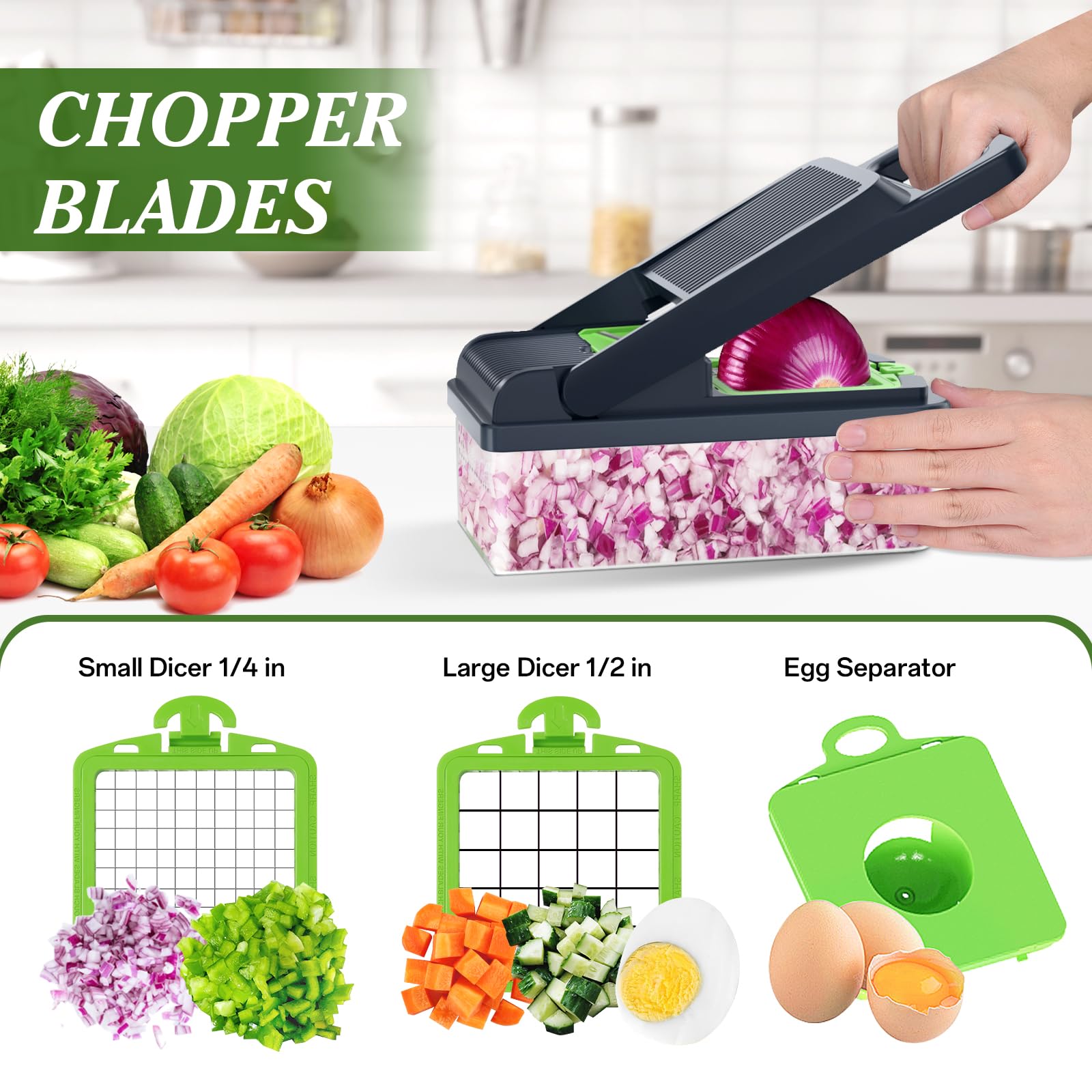HomeHacks Picadora Verduras con 2 cuchillas para cortes precisos.