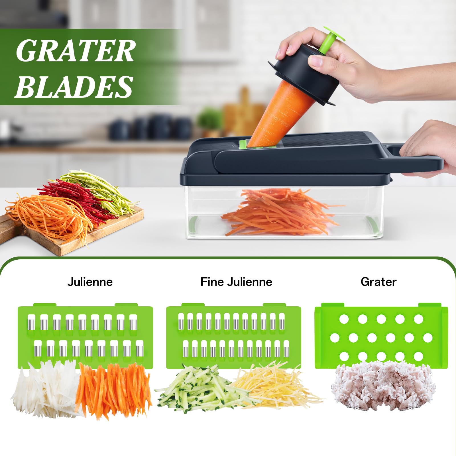 HomeHacks Picadora Verduras con 5 cuchillas intercambiables para múltiples texturas.