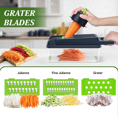 HomeHacks Picadora Verduras con 5 cuchillas intercambiables para múltiples texturas.