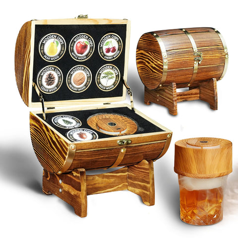 HOMEHELP ahumador whisky barril de madera, elegante estuche para la barra.
