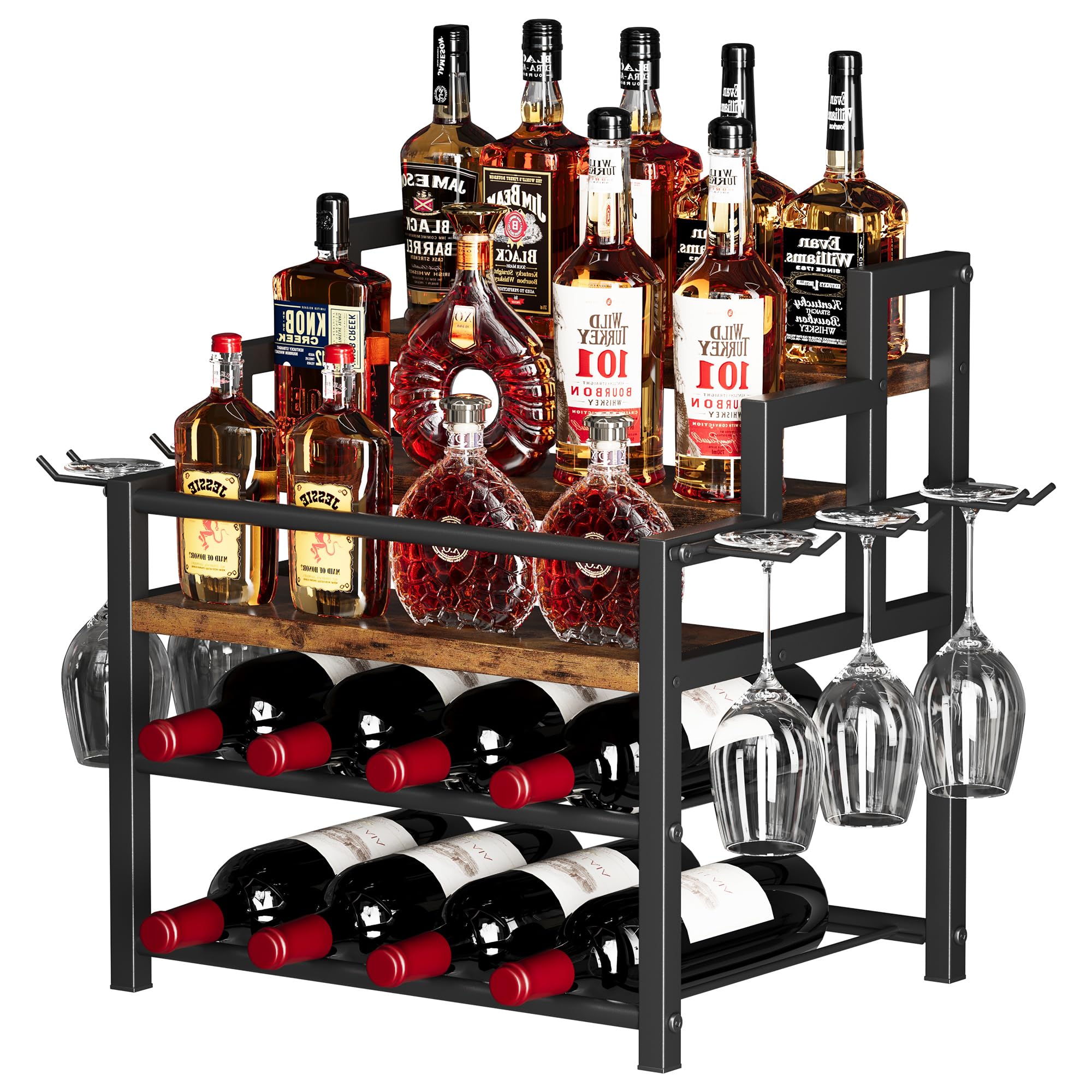Homeiju estante de cinco niveles para botellas, ideal para exhibir tu colección en la encimera.