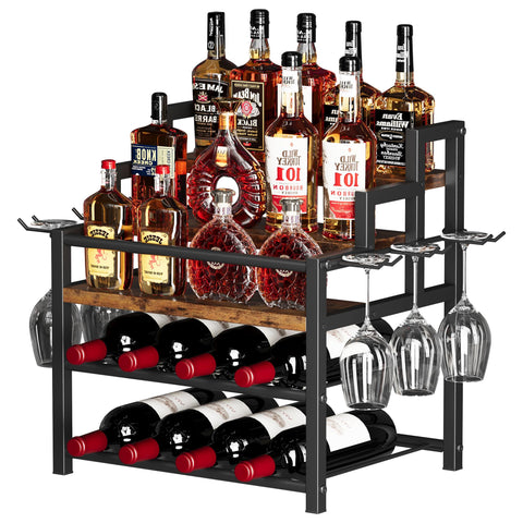 Homeiju estante de cinco niveles para botellas, ideal para exhibir tu colección en la encimera.