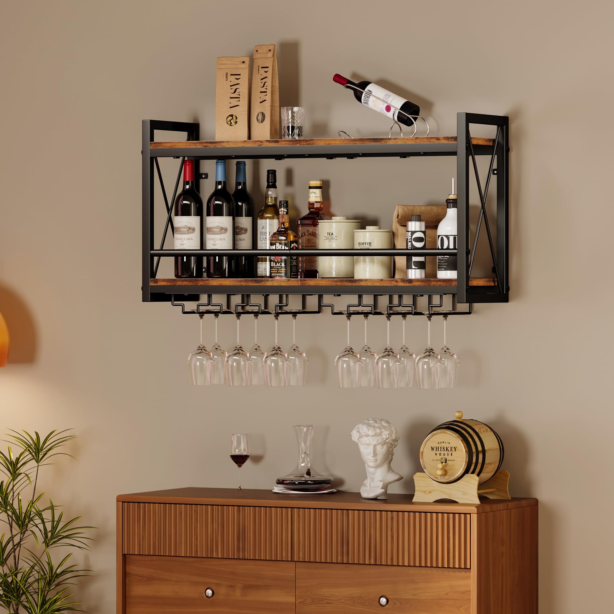Homeiju estante integrado para mostrar vino y accesorios