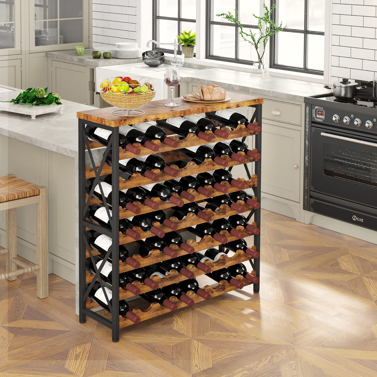 Homeiju estante vino 56 botellas, diseño elegante ideal para sala o cocina