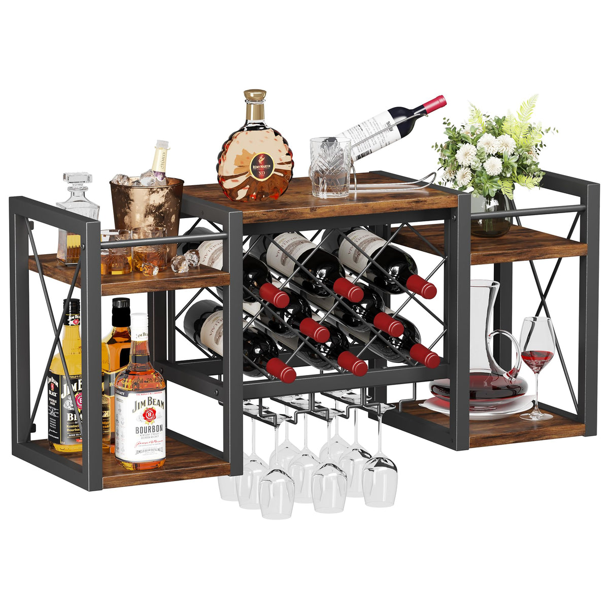 Homeiju estante vino pared: almacenamiento compacto para botellas exhibidas con estilo.