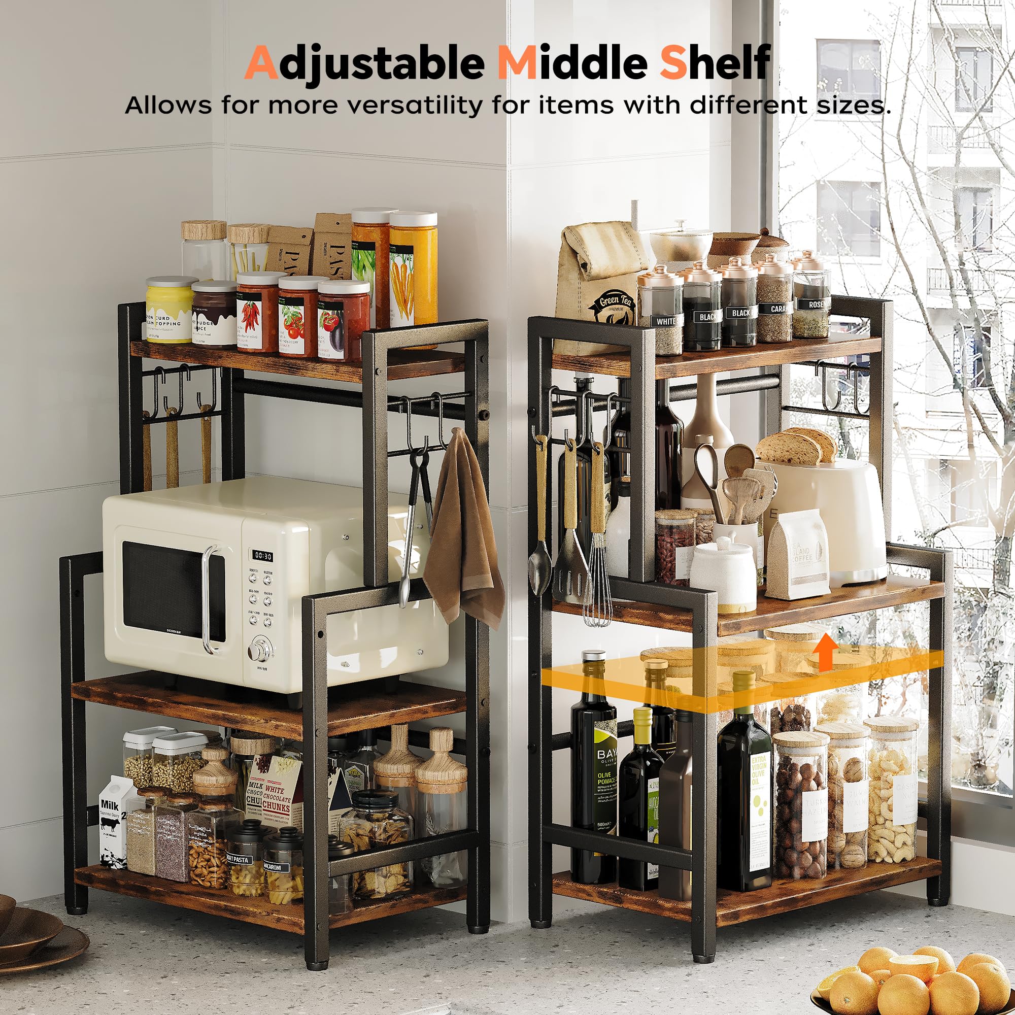 Homeiju estantería de cocina en madera y metal, estilo vintage, práctico
