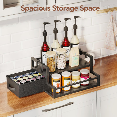 Homeiju soporte para botellas con cajón deslizante para tapas y pajitas