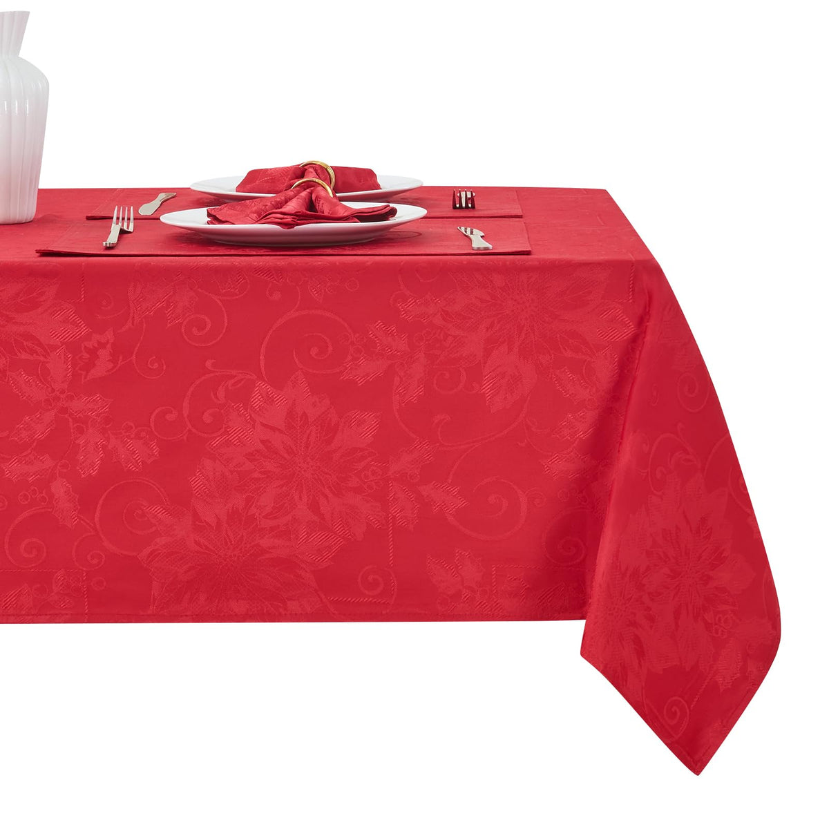 HomeJoy mantel navidad jacquard damascado, ideal para fiestas sin manchas.