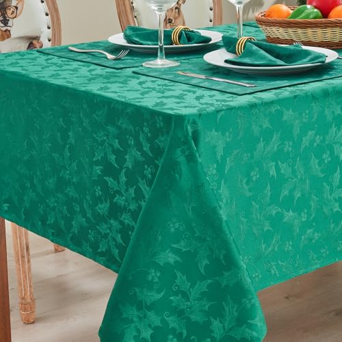 Mantel HomeJoy jacquard rectangular impermeable, fácil de limpiar tras cenas y fiestas.