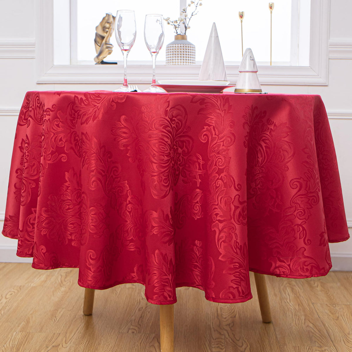 HomeJoy mantel rectangular de lino estilo casa de campo, protege la mesa durante comidas diarias.