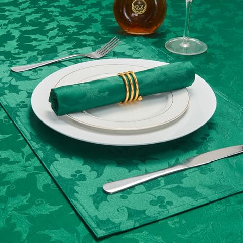HomeJoy mantel verde oscuro con jacquard realza la mesa durante la cena