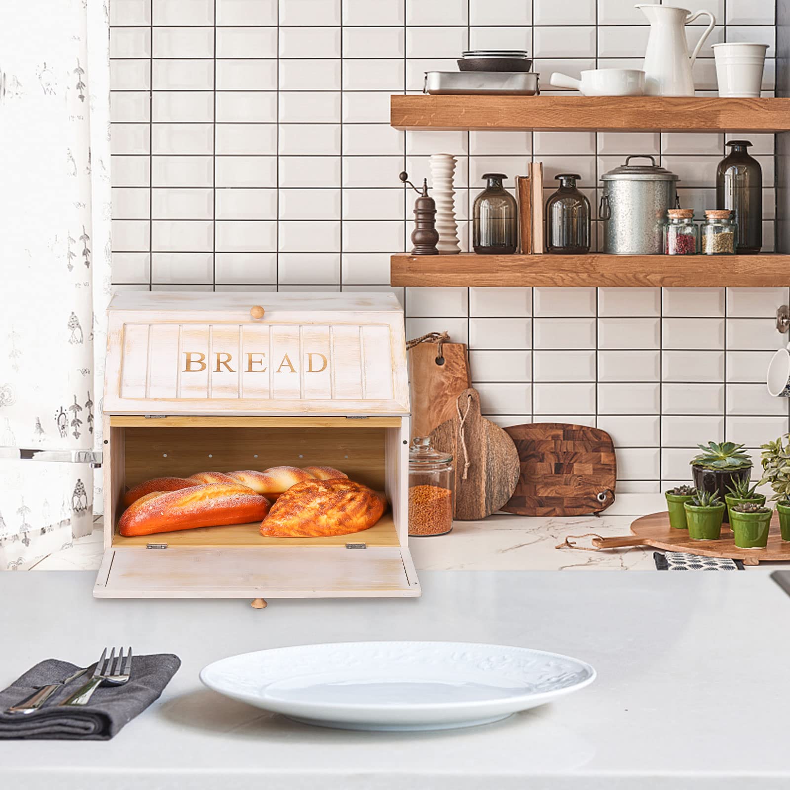 HOMEKOKO Madera de bambú resistente con estilo rústico