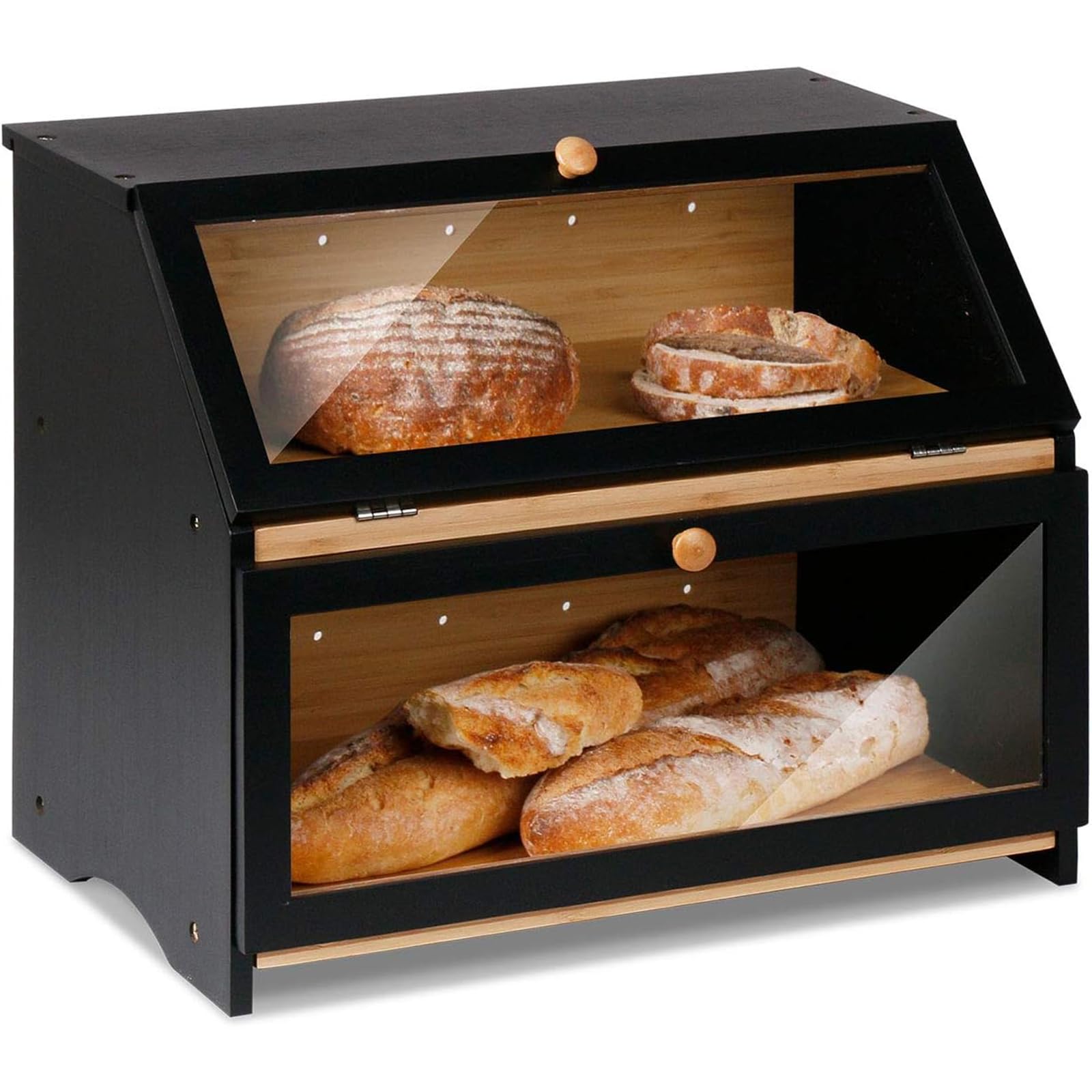 HOMEKOKO panera doble capa frontal, optimiza espacio en la cocina.